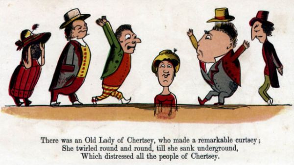 Edward Lear's illustration for his limerick: There was an Old Lady of Chertsey