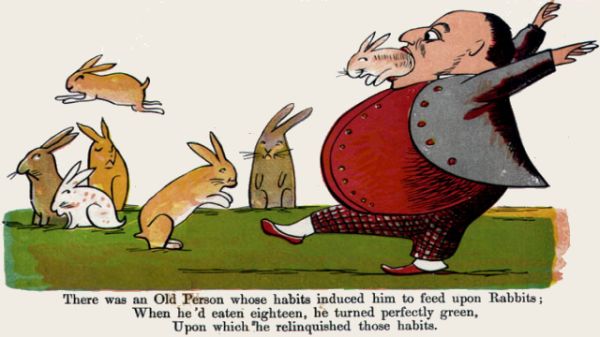 Edward Lear's illustration for his limerick: There was an Old Person whose habits