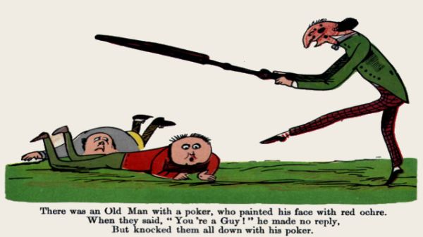 Edward Lear's illustration for his limerick: There was an Old Man with a poker