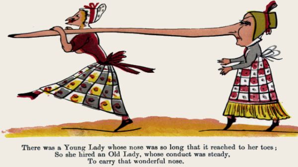 Edward Lear's illustration for his limerick: There was a Young Lady whose nose