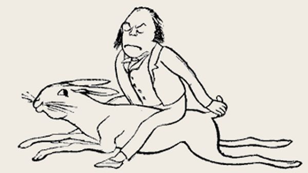 Edward Lear's illustration for his limerick: There was an old man whose despair